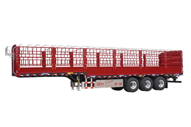 鑼響倉(cāng)柵式半掛車 新國(guó)標(biāo)標(biāo)準(zhǔn)車 空氣懸架 1.6米高欄