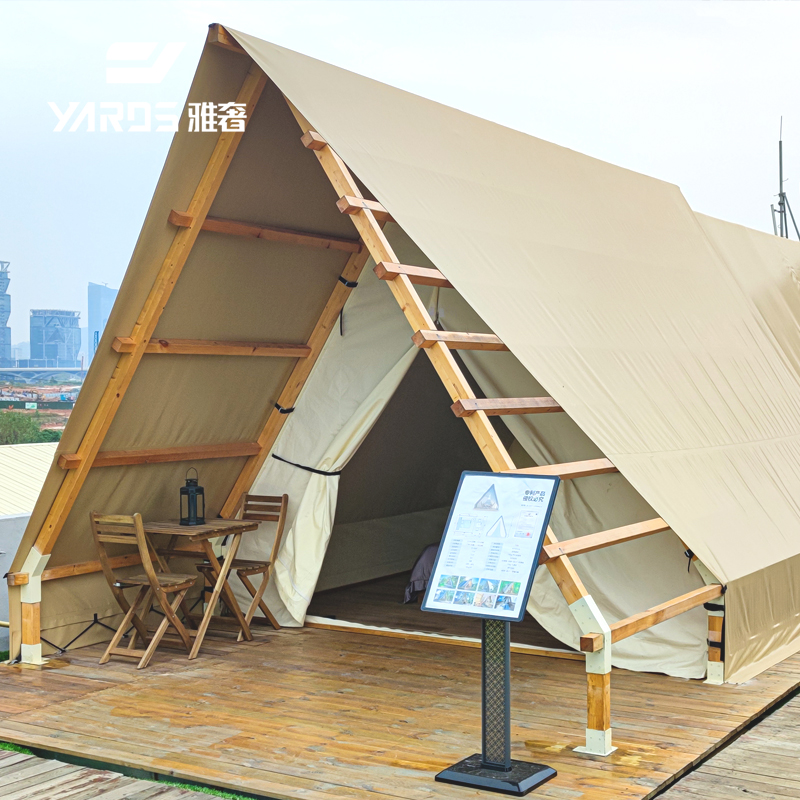 度假村木結構三角形餐廳帳篷民宿2023新款野外度假燒烤營地小屋