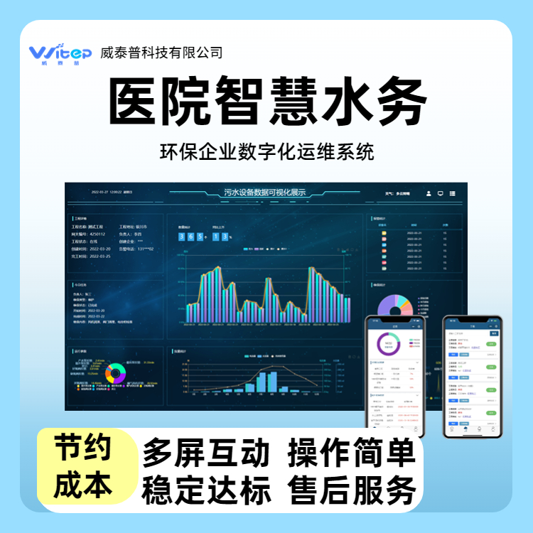威泰普科技醫(yī)院智慧水務(wù)系統(tǒng)環(huán)保數(shù)據(jù)可視化管理平臺污水處理平臺